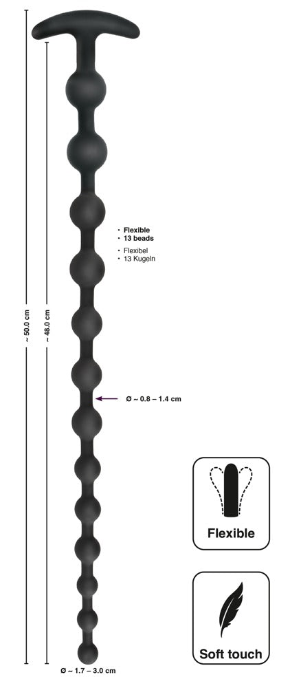 Black Velvets anal beads 50 cm – 13 progressive silikonekugler