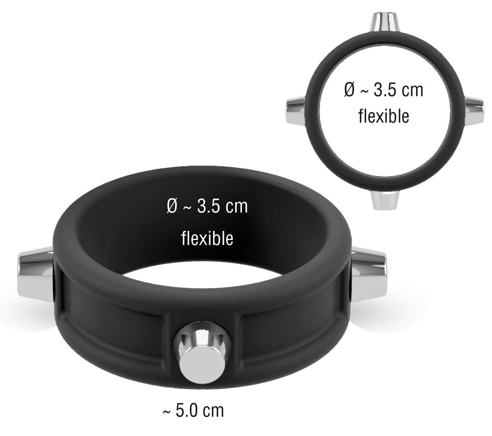 Rebel Cock Ring with Metal Studs – Tight, Flexible Silicone Design for Stronger Erections