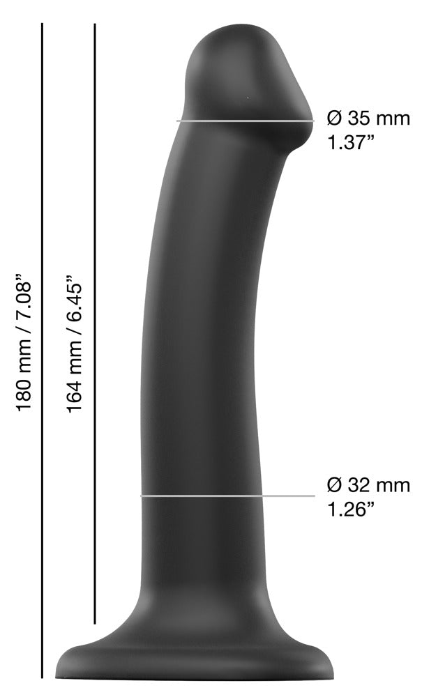 Strap-On-Me Dual Density Dildo – bøjelig silikone dildo med sugekop og strap-on base
