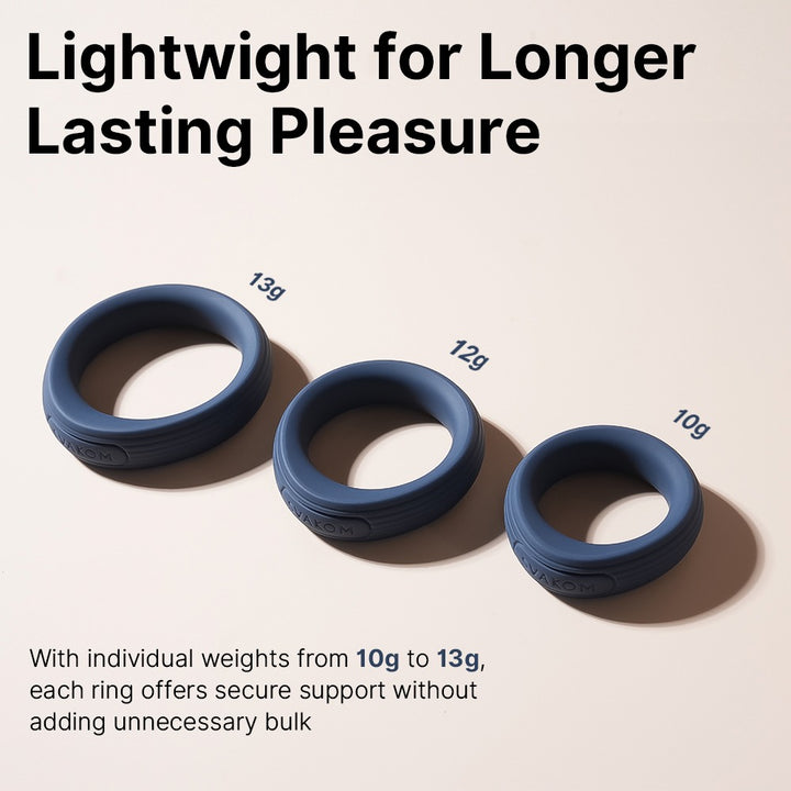SVAKOM Triooo – penisring sæt med 3 størrelser i Liquid Silicone