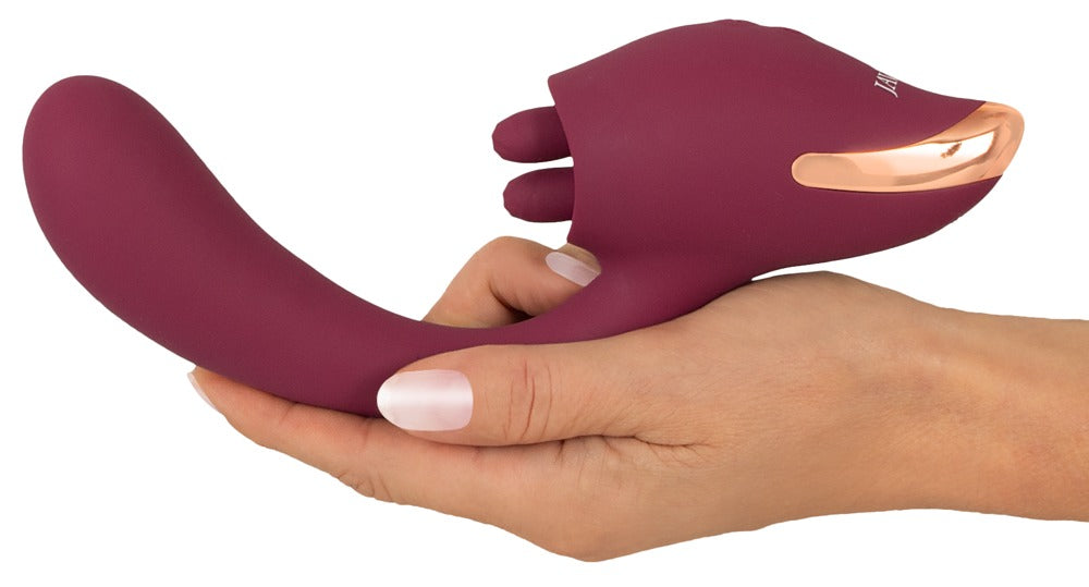 Javida 2 Function Vibrator med fleksibel dobbelt-tunge og buet skaft