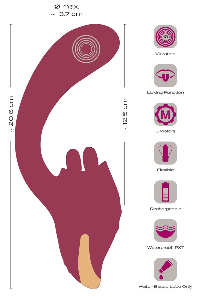 Javida 2 Function Vibrator med Dobbelt Tunge