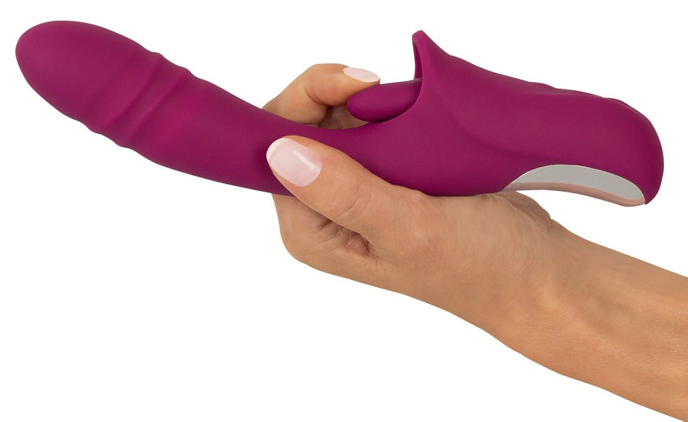 Thrusting vibrator med blød vibro-tunge til klitoris og 10 modes