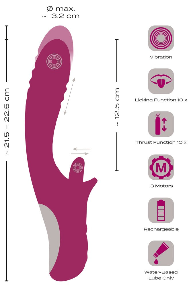 Javida Licking &amp; Thrusting Vibrator med Vibro-tunge