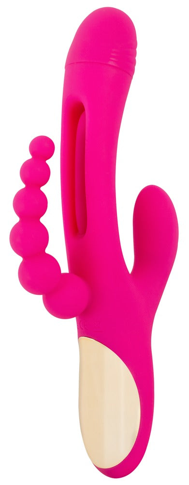 Pink Sweet Smile triple-action vibrator i blød silikone