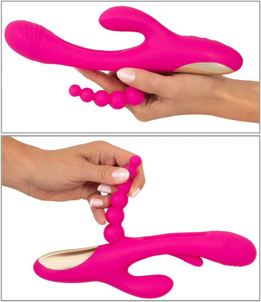 Sweet Smile Triple Vibe pink vibrator med Flicking Tongue og tre stimulationsarme