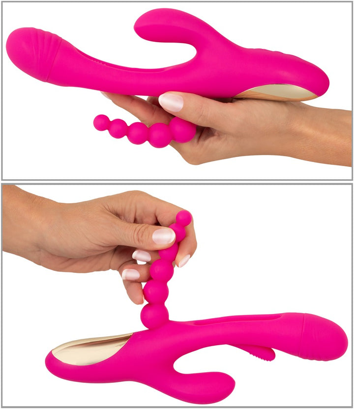 Sweet Smile Triple Vibe pink vibrator med Flicking Tongue og tre stimulationsarme