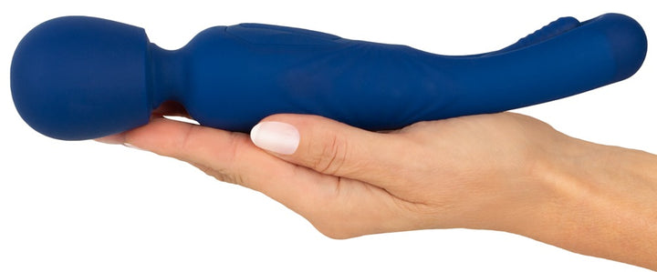 Sweet Smile blå 2in1 massagewand med fleksibelt hoved og Flicking Tongue