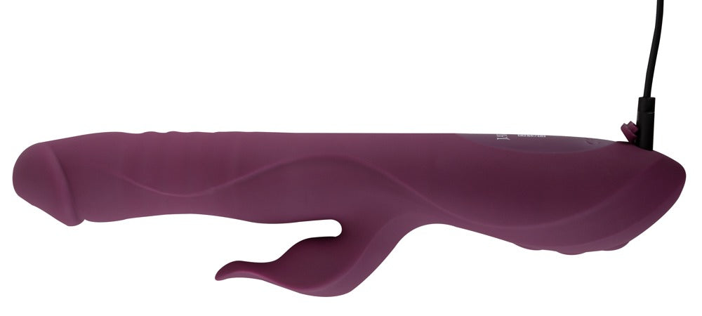 Dual-stimulation vibrator med perlemassage, thrusting, blød silikone og kurvet klitorisstimulator