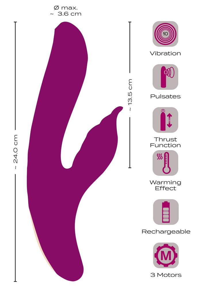 Rabbit Vibrator med 4 Funktioner – Stød, Pulsering, Varme & Vibration - EternaNordic