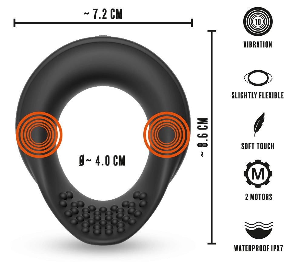 Rebel Ball Ring with Vibration – 10 Modes, Stimulating Dots & Rechargeable Silicone Design