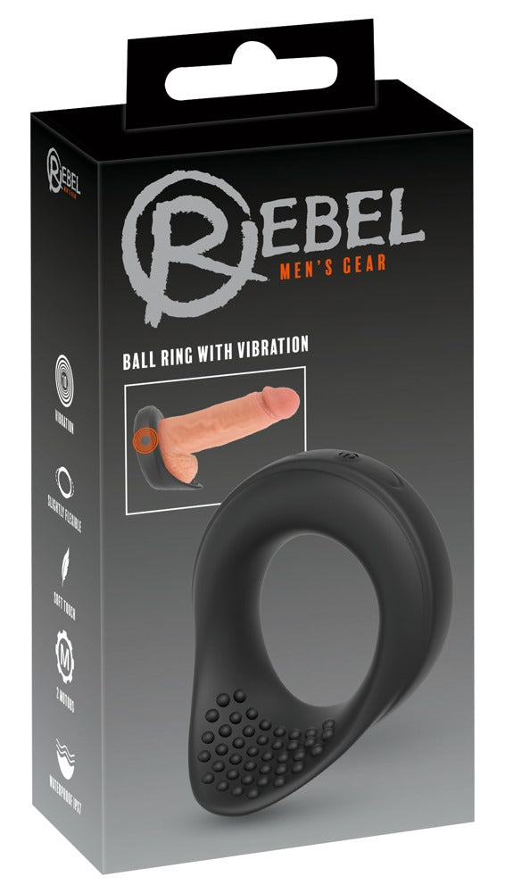 Rebel Ball Ring with Vibration – 10 Modes, Stimulating Dots & Rechargeable Silicone Design