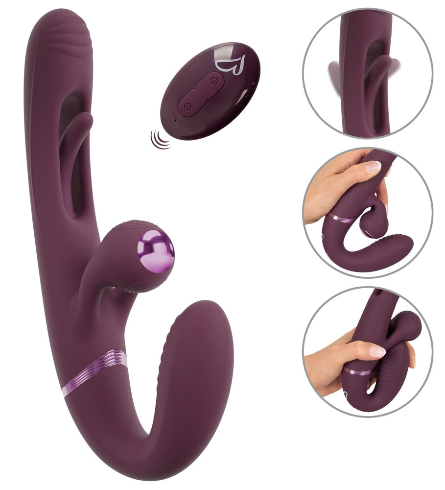 Javida strapless strap-on med fjernbetjening og vibration