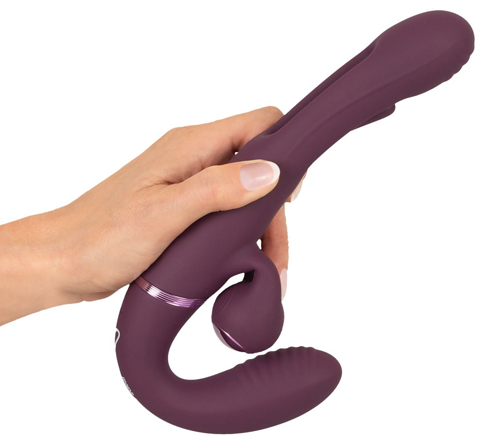 Strap-on uden sele med udvendig kuglestimulator