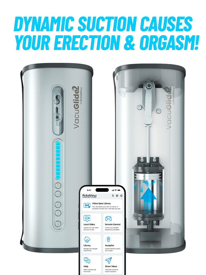 VacuGlide 2 Automatisk Masturbator med App & Synkroniserede Videoer
