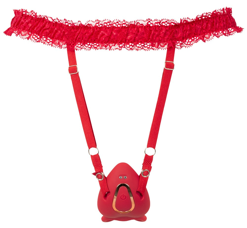 You2Toys Lay-On Vibrator Sæt – fjernbetjent hands-free vibrator med blondebælte