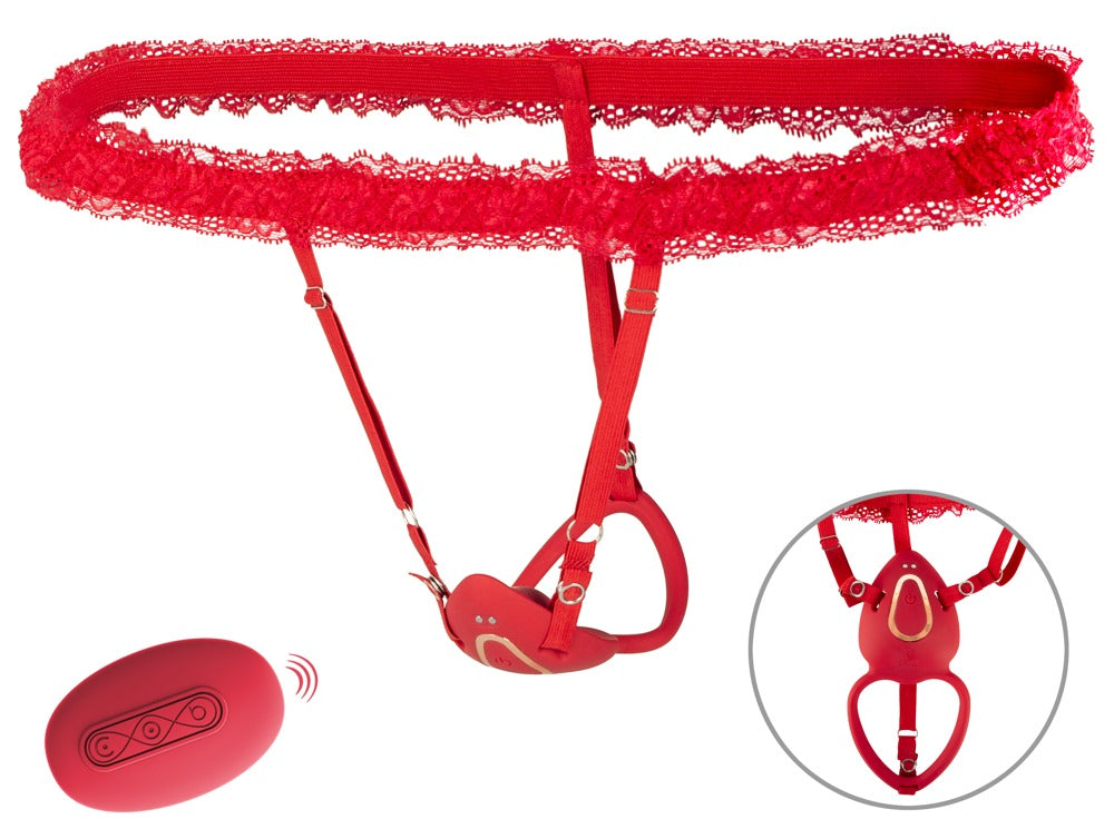 You2Toys Lay-On Vibrator Sæt – fjernbetjent hands-free vibrator med blondebælte