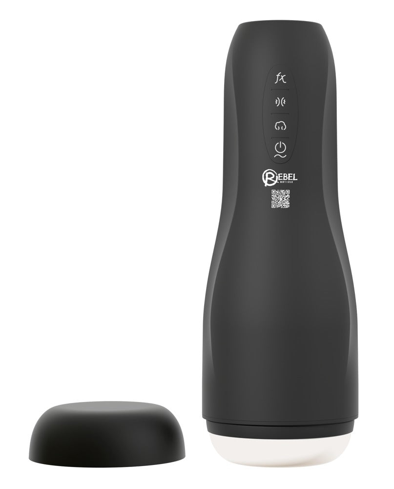 Rebel automatisk masturbator med 10 vibrationer, 3 sugemodes og 3 massagehastigheder