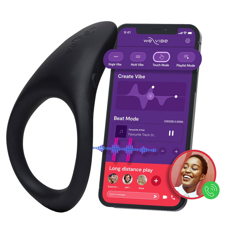 Vandtæt We-Vibe Verge 2 i blød og fleksibel sort silikone