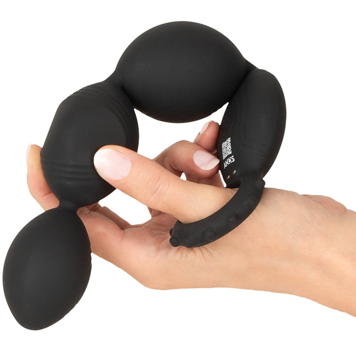 ANOS Flexible XL vibrerende analkugler med 4 gradvist større sorte beads