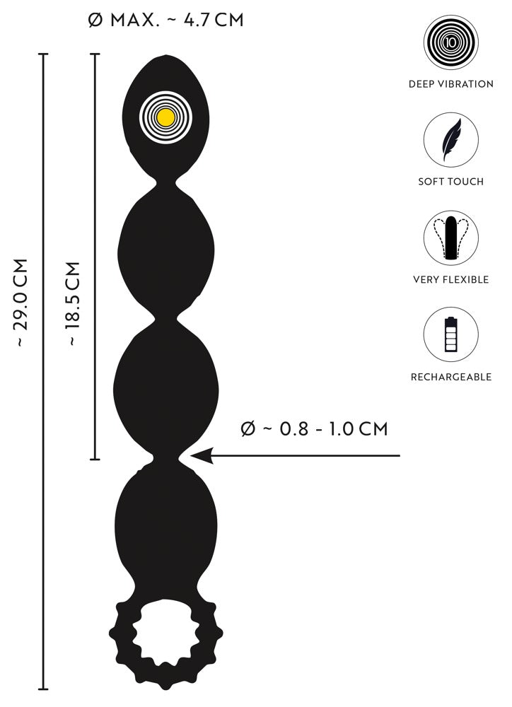 ANOS Flexible XL Anal Beads – vibrerende analkugler med 10 modes