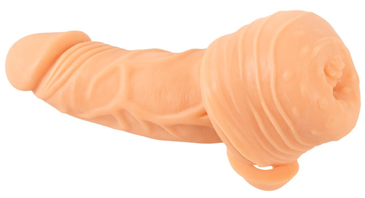 Nature Skin 2in1 Extension &amp; Masturbator RC – vibrerende penisforlænger med fjernbetjening