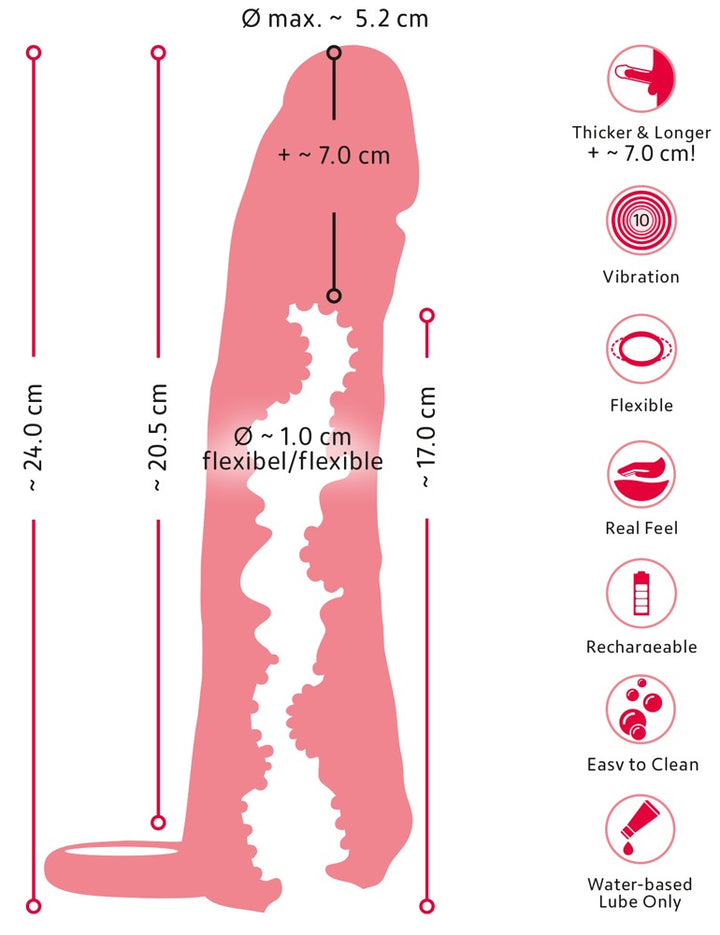 Nature Skin 2in1 Extension &amp; Masturbator RC – vibrerende penisforlænger med fjernbetjening