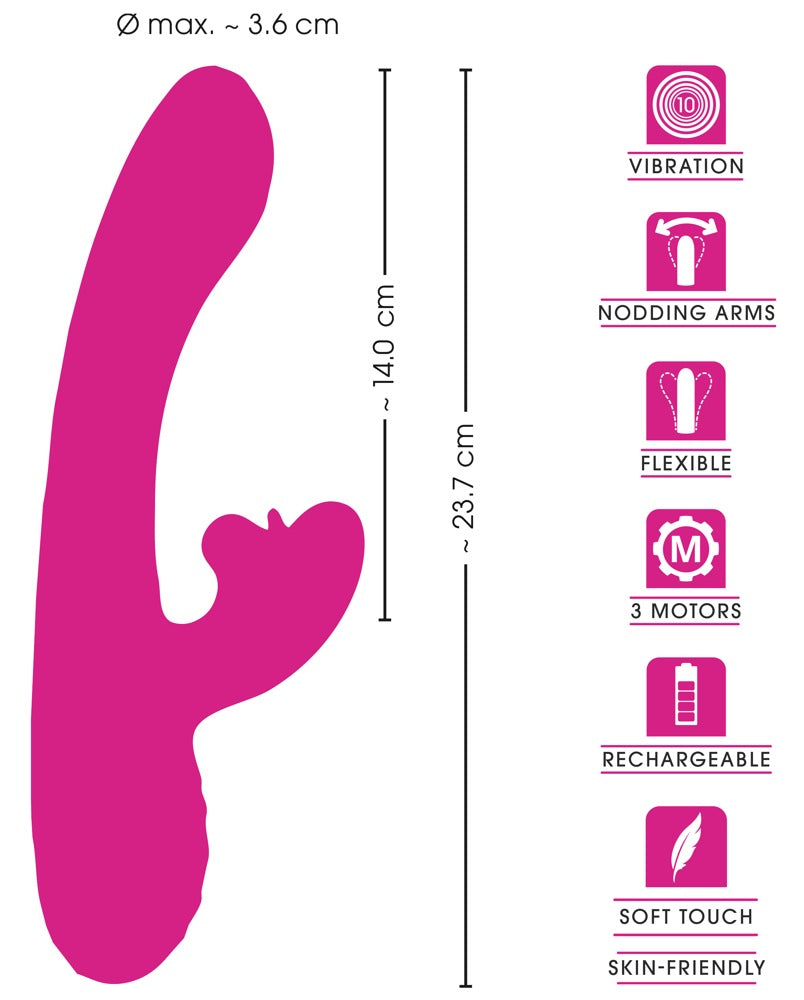 Sweet Smile Dual Swing – rabbit vibrator med 3 motorer og Nodding Arms
