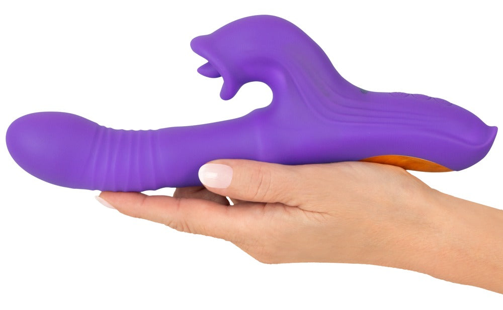 Sweet Smile thrusting rabbit vibrator med bevægelig Moving Ring og klitoristunge