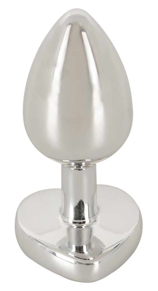 Magic Shiver Metal Butt Plug with Heart Gem – Cone‑Shaped, Temperature Play & Glamorous Design