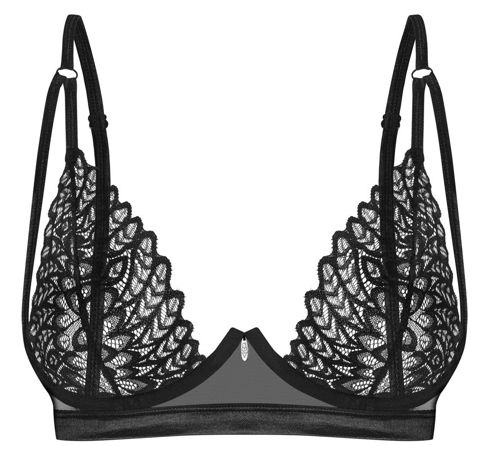 Sort blonde-bh med bløde cups og dekorative stropper