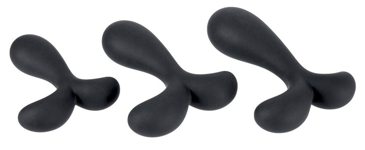 Sort anal plug-sæt i silikone med small, medium og large størrelser