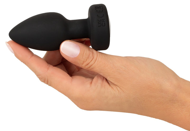 Sort anal plug med farverigt blinkende LED-lys