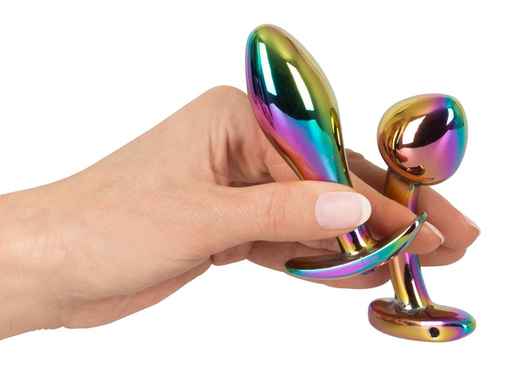 ANOS Rainbow Metal Butt Plug Sæt med klassisk og buet plug