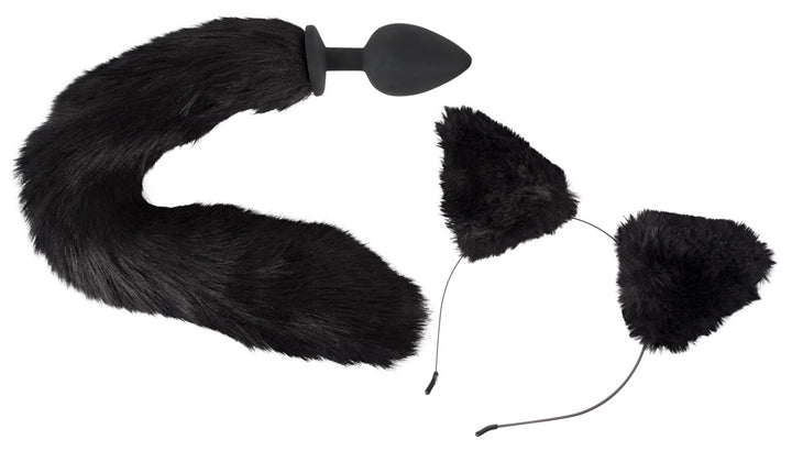 Bad Kitty Pet Play Plug &amp; Ears med sort hale og katteører