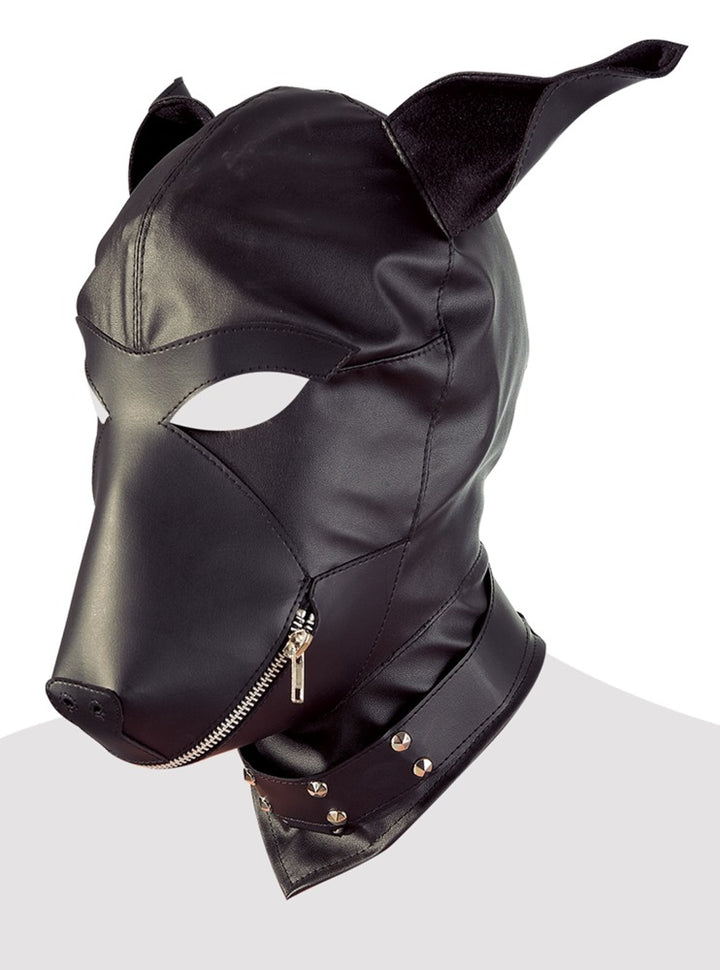 BDSM hundemaske med nitter, øjenåbninger og næseåbninger