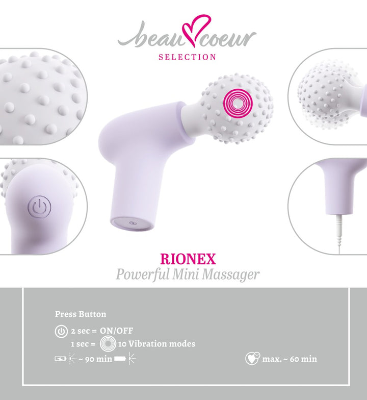Genopladelig mini massager i silikone og ABS fra Eterna Nordisk