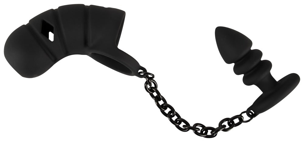 Black Velvets penisbur med ventilationsslidser og glansåbning
