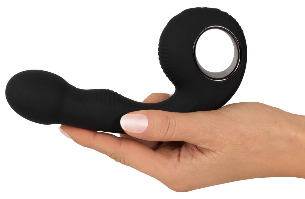 Black Velvets G &amp; P-Spot Vibrator med 2 motorer og ringhåndtag