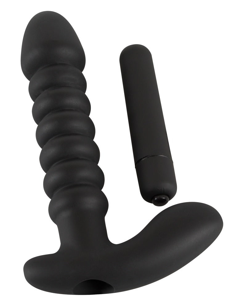 2-i-1 vibrator i silikone med PU-belagt ABS bullet