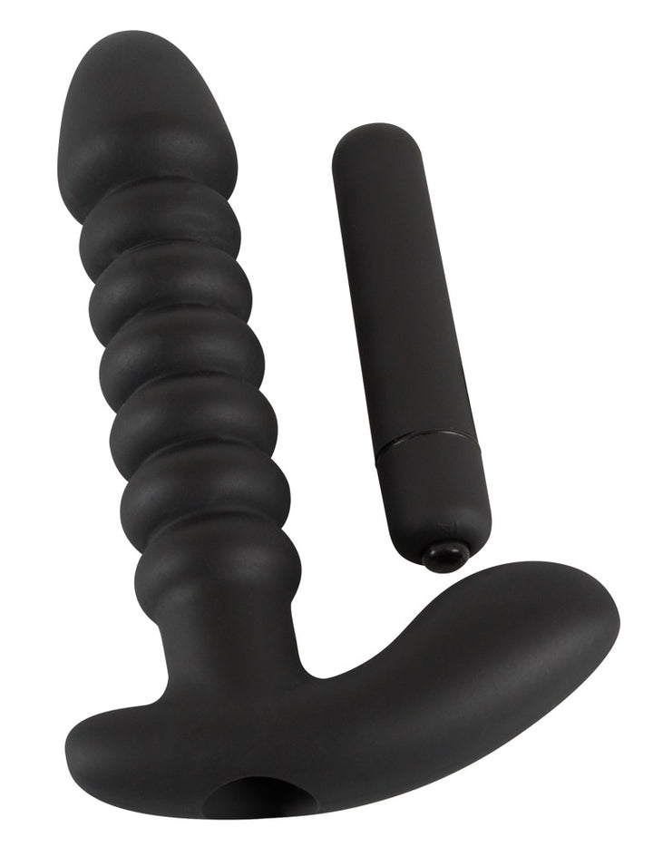2-i-1 vibrator i silikone med PU-belagt ABS bullet