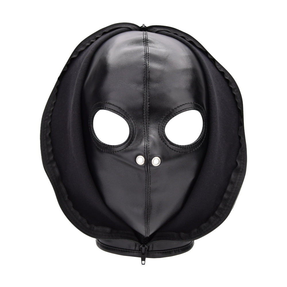 Bound to Please Open Eyed Hood i sort PU med snørelukning