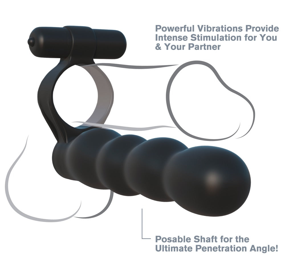 Parlegetøj med cock ring, anal stimulation og ydre vibration