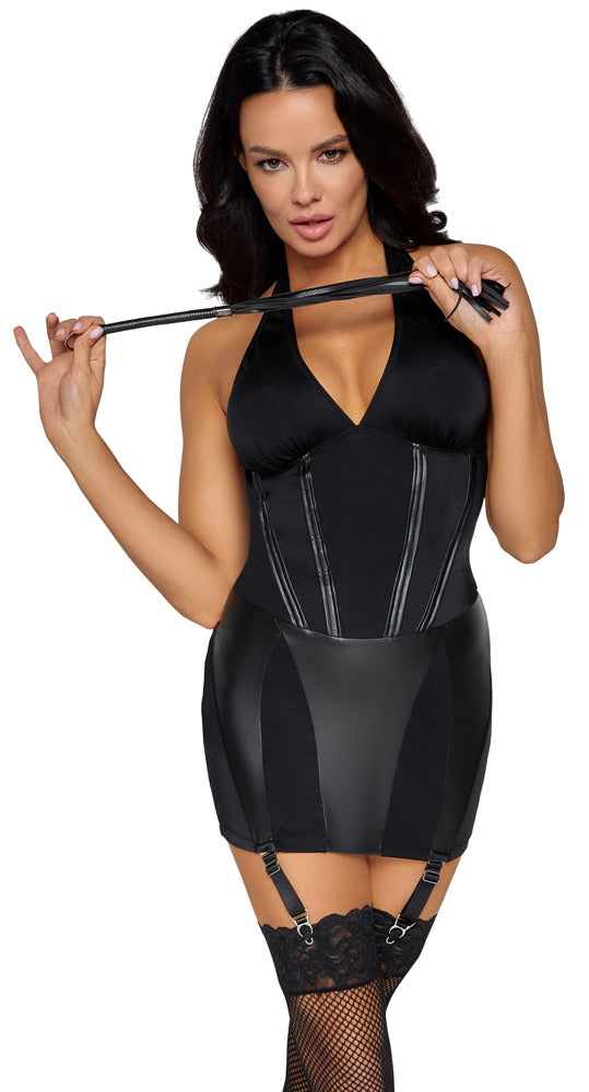 Cottelli Dominatrix kjole med mini-flogger og mat look