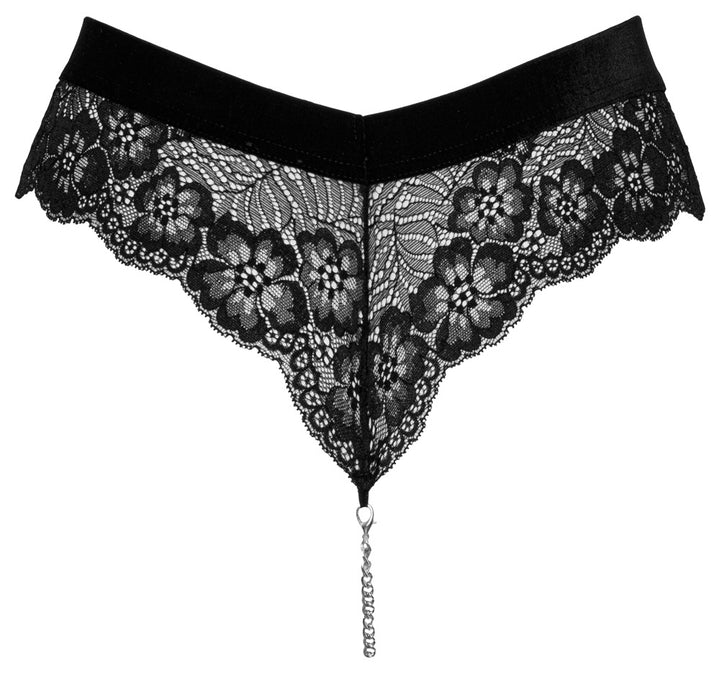Elegante sorte blondetrusser set forfra