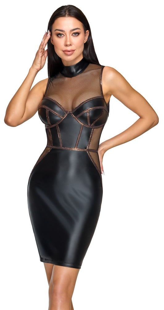 Cottelli PARTY sort matlook kjole med net og rose-gold detaljer