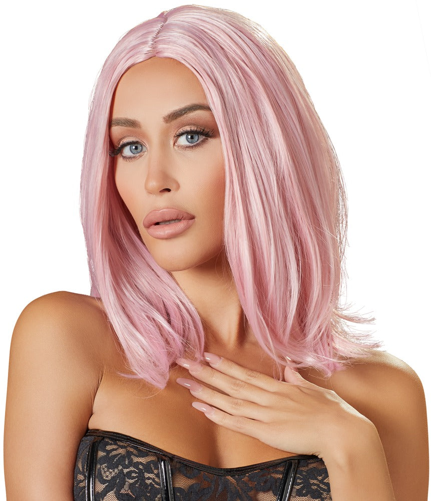 Cottelli pastel pink bob paryk på ca. 30 cm til rollespil