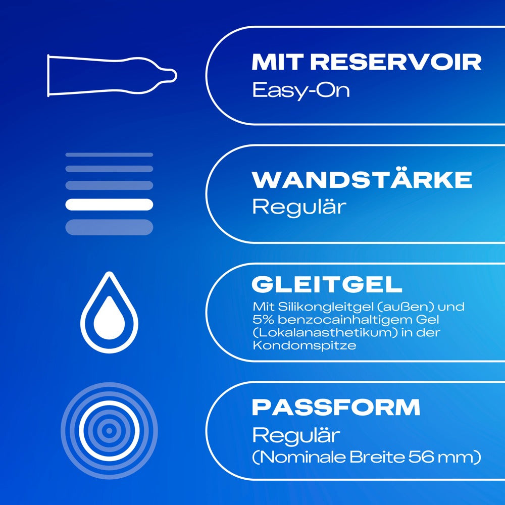 Durex kondomer med Easy-On pasform, reservoir og silikonebaseret glidecreme