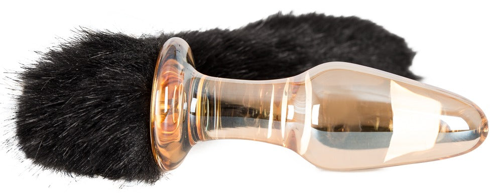 Pet play butt plug i glas med gylden finish