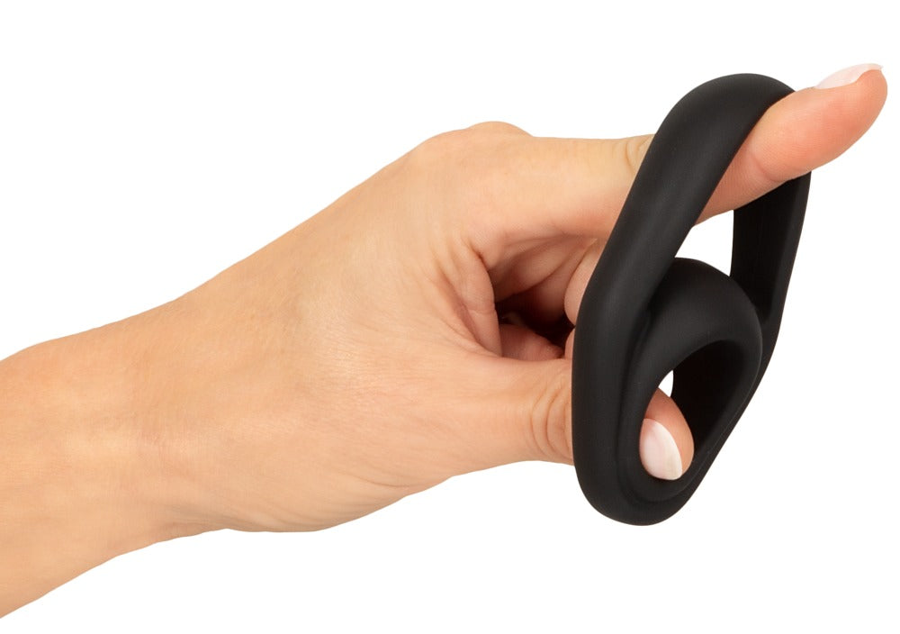 Erecto Cock &amp; Ball Ring i sort Liquid Silicone med droplet-design